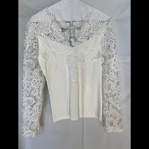 White lace long sleeve top
